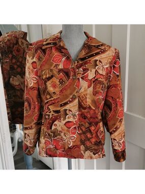 Vintage Alia petites womens fallfloral abstract blazer shacket jacket. Size 12P